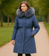 Sobretudo Feminino Longo de Inverno com Gola de Pele Macia | Babi